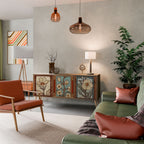 TIMELESS FLORA Aparador de 3 Puertas en Efecto Roble