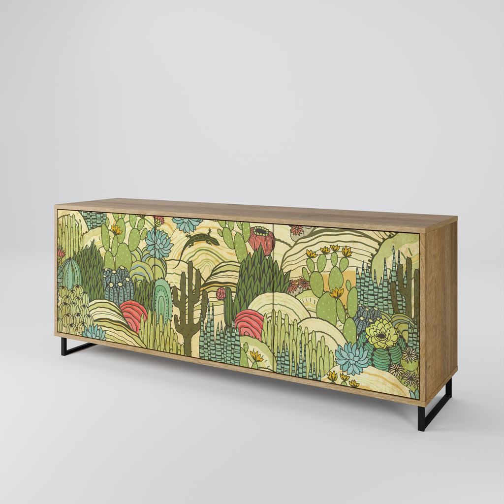 SUCCULENTS KALEIDOSCOPE 3-Door Sideboard in Oak Effect