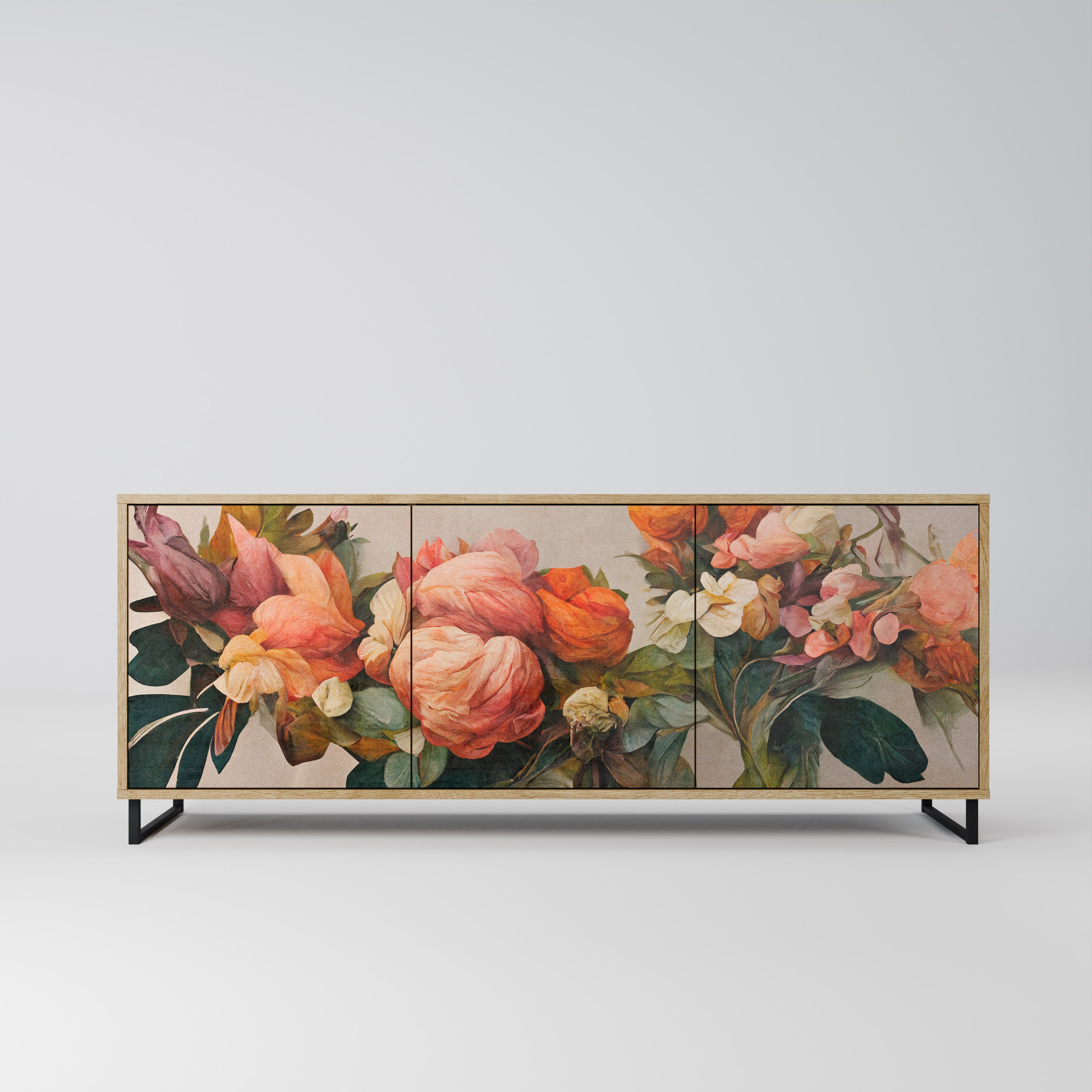 STYLISH BEAUTY 3-Door Sideboard in Oak Effect