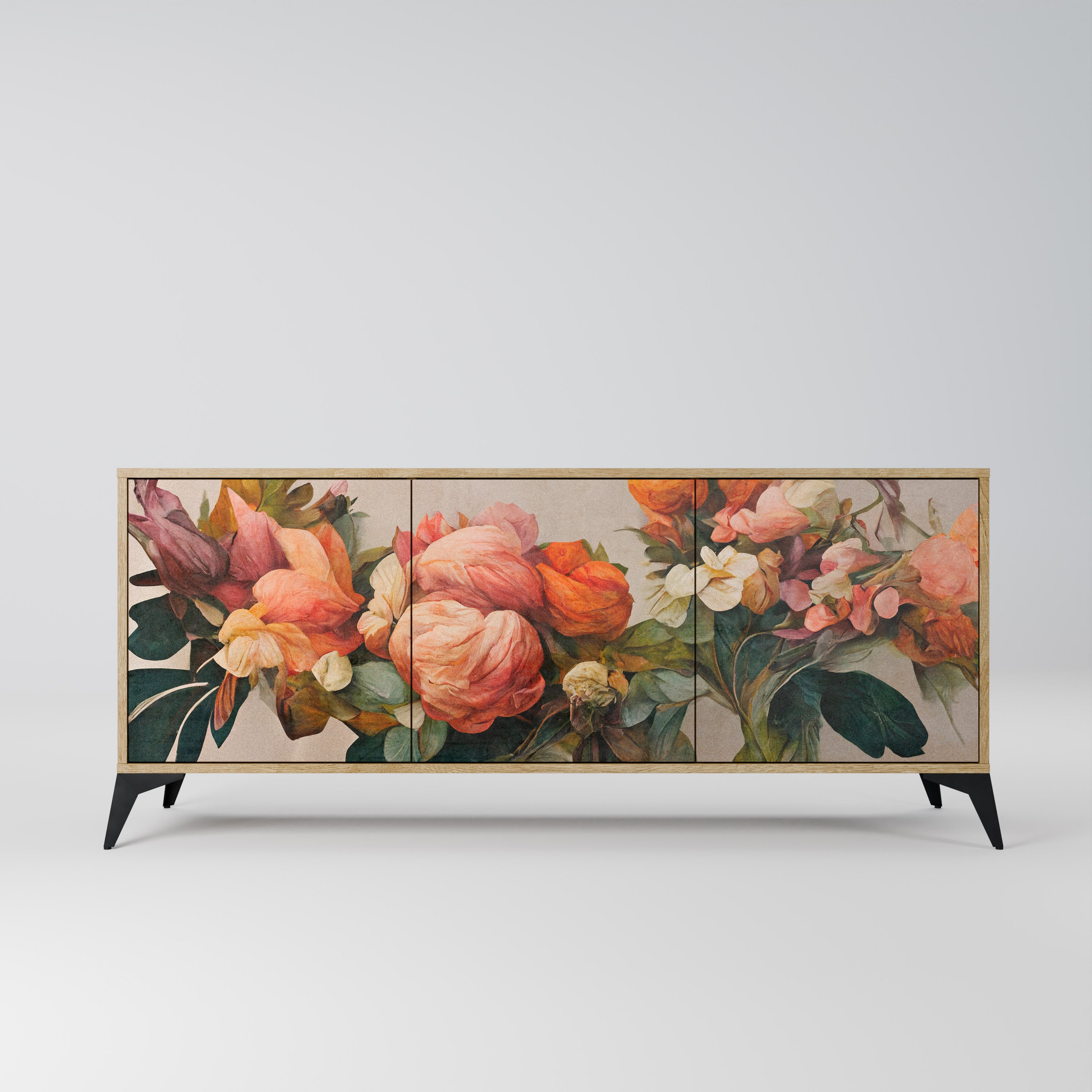 STYLISH BEAUTY 3-Door Sideboard in Oak Effect