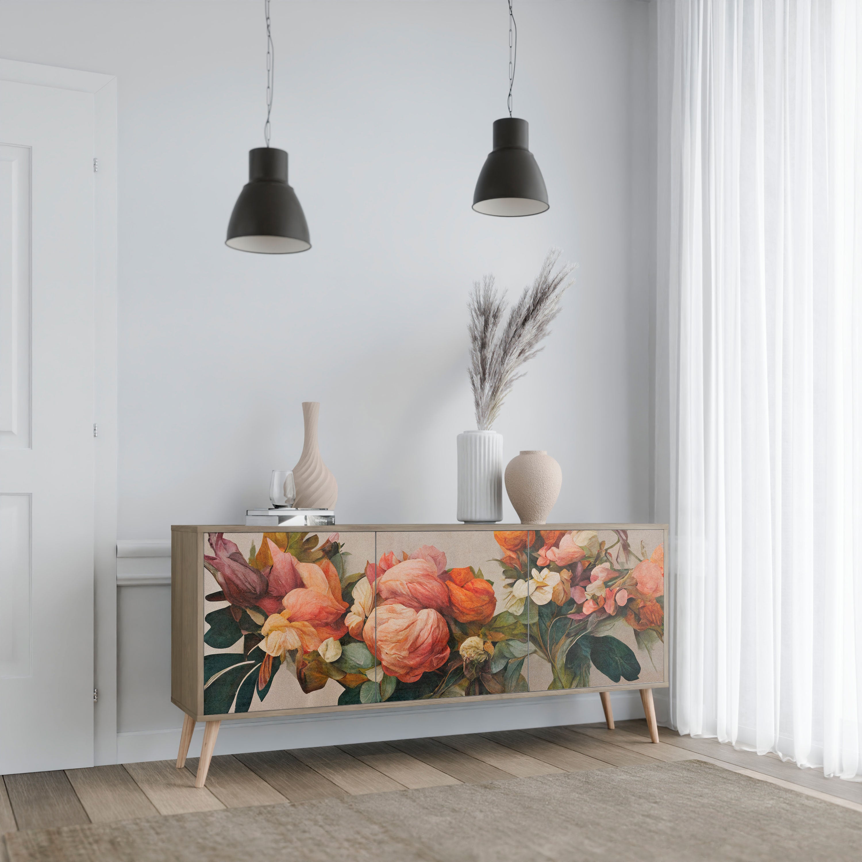 STYLISH BEAUTY 3-Door Sideboard in Oak Effect