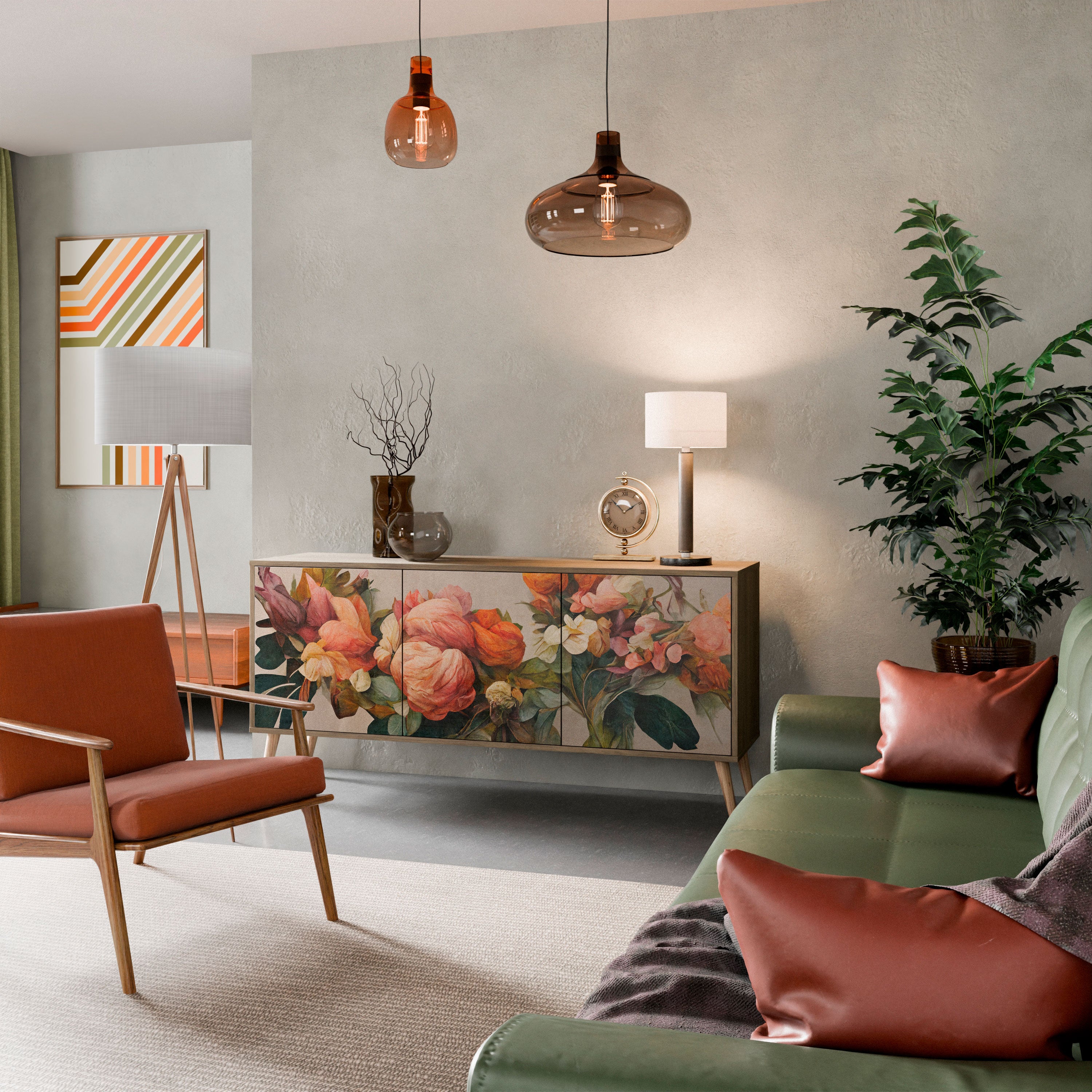 STYLISH BEAUTY 3-Door Sideboard in Oak Effect