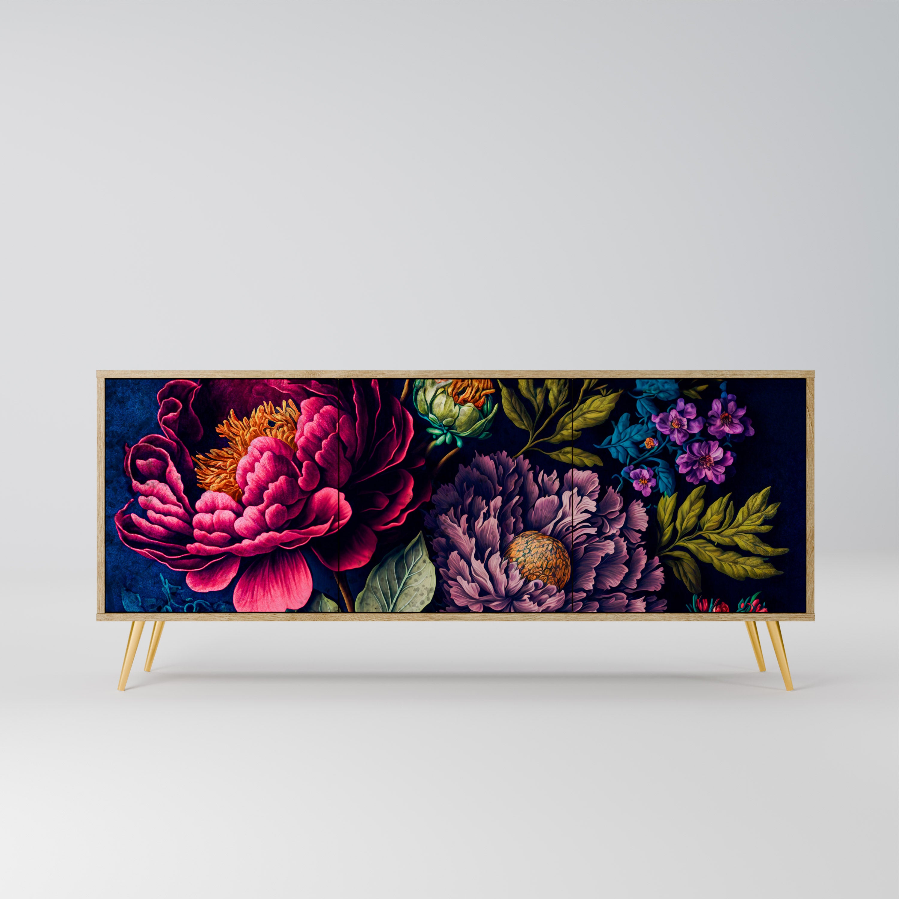 BLOOMING ELEGANCE 3-Door Sideboard in Oak Effect