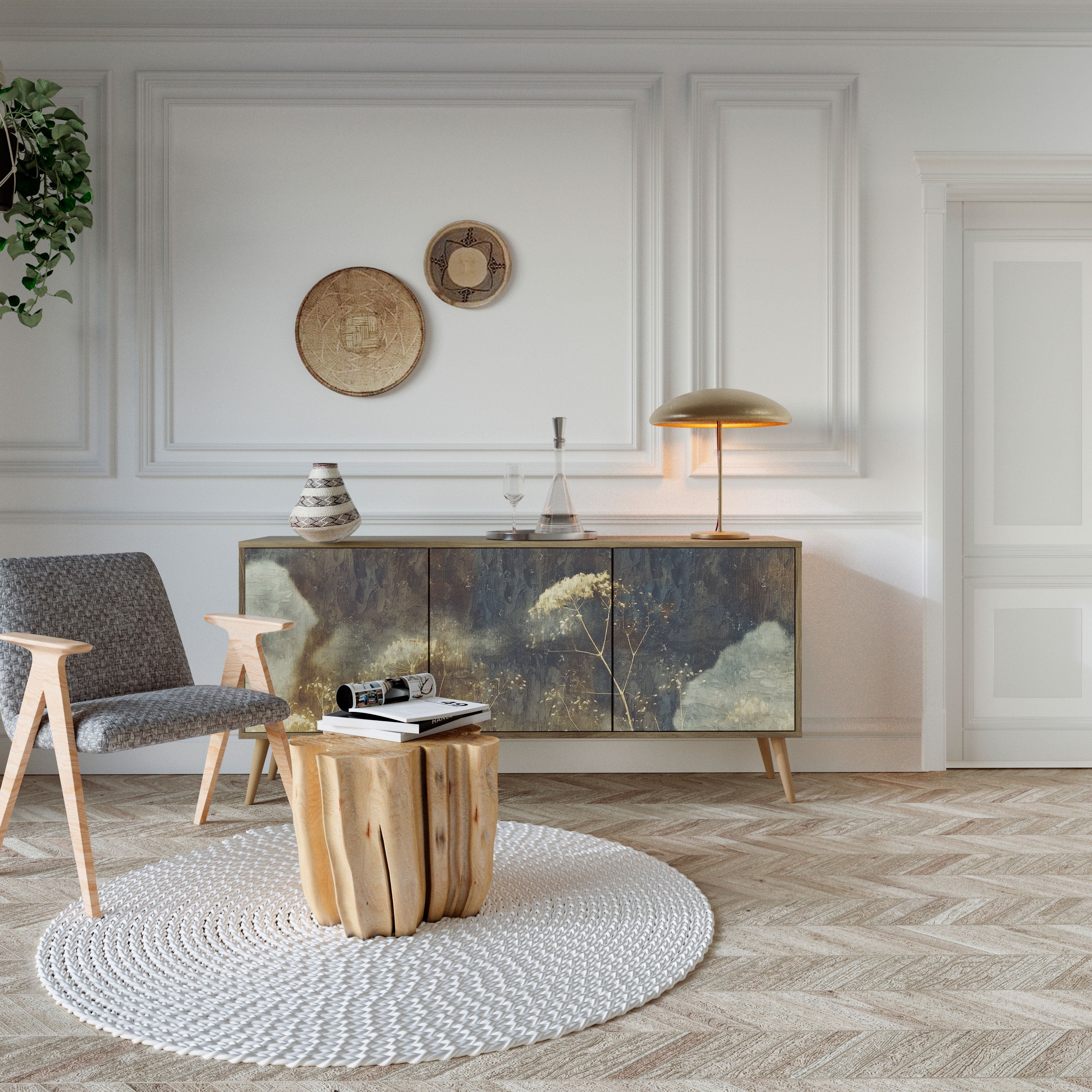 GENTLE POWER 3-Door Sideboard in Oak Effect