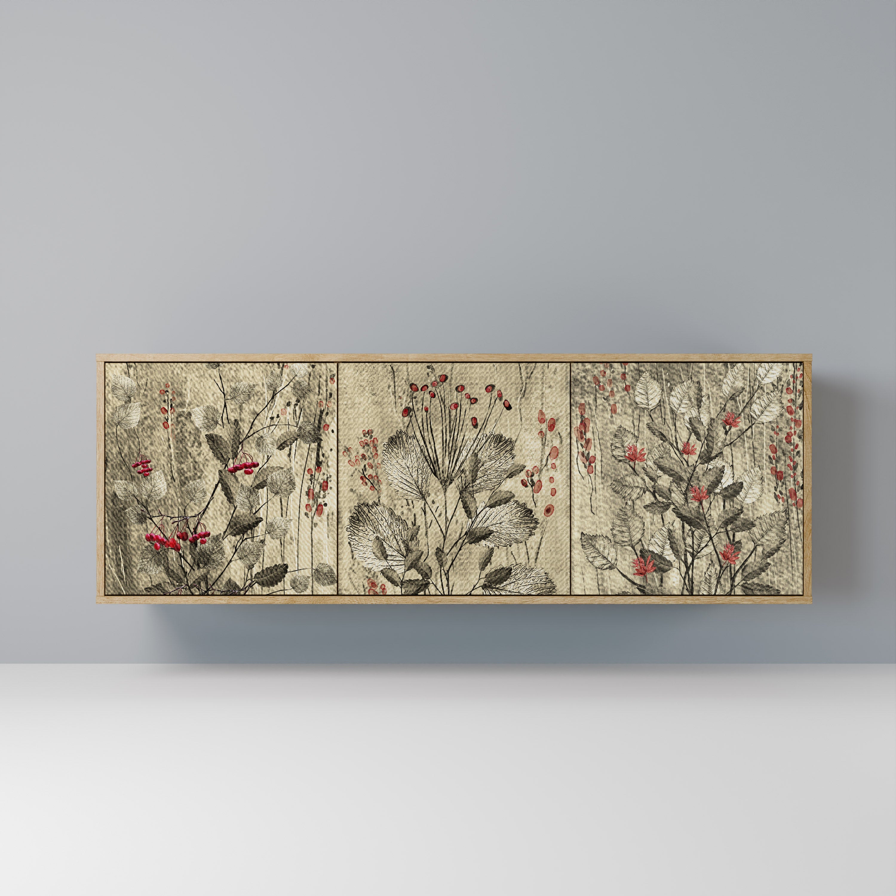 HERBAL GRACE 3-Door Sideboard in Oak Effect