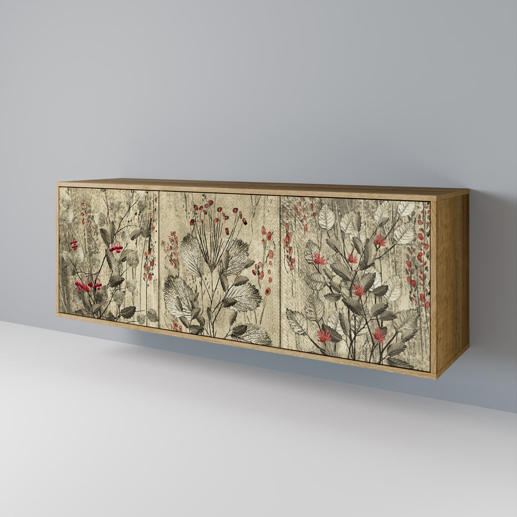 HERBAL GRACE 3-Door Sideboard in Oak Effect