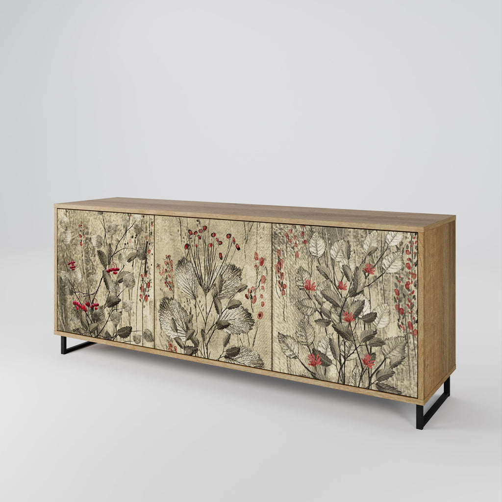 HERBAL GRACE 3-Door Sideboard in Oak Effect