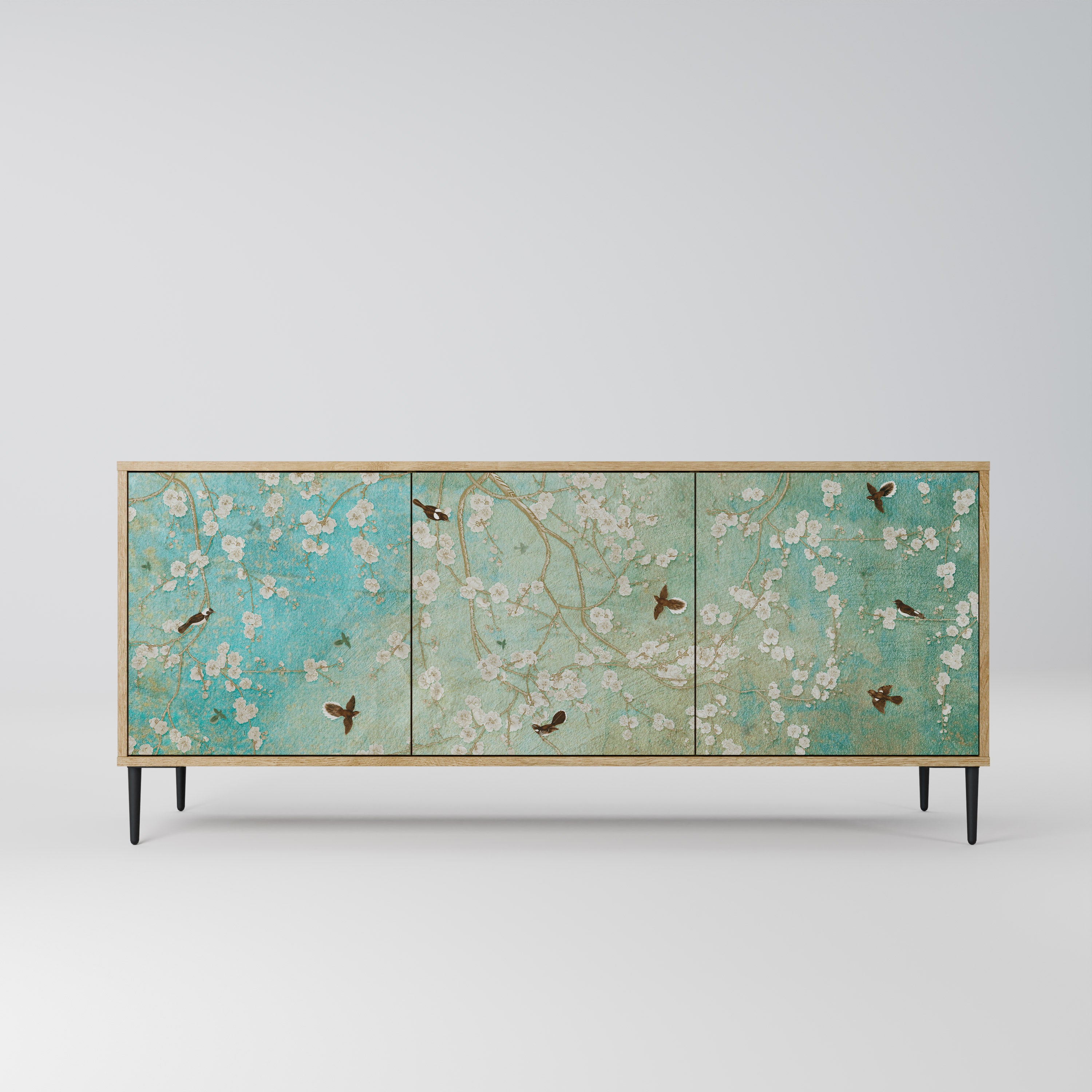 BLOOMING CHARM 3-Door Sideboard in Oak Effect