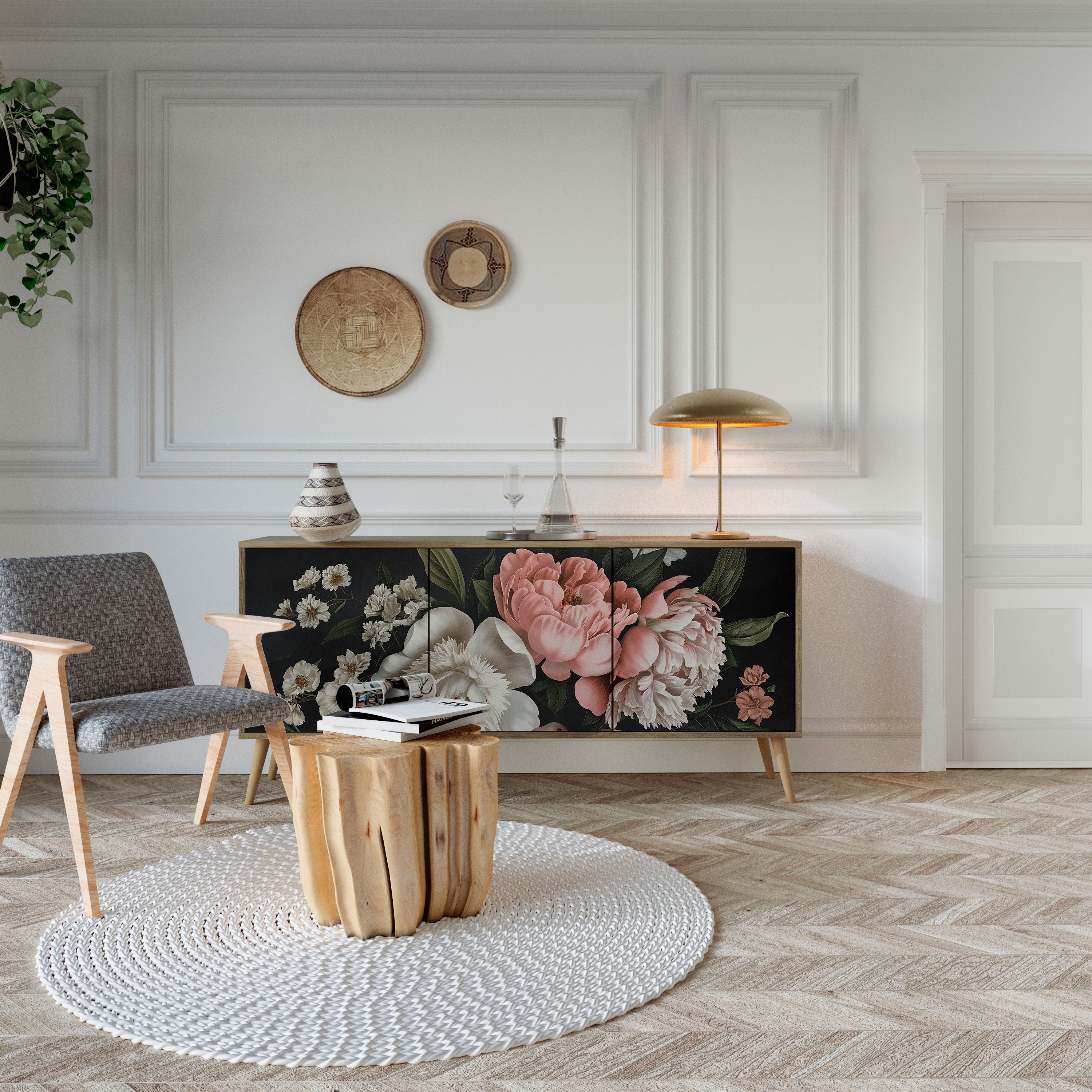 LUSH ELEGANCE 3-Door Sideboard in Oak Effect