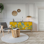 Aparador de 3 puertas YELLOW CHINOISERIE con efecto roble