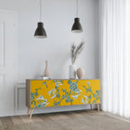 Aparador de 3 puertas YELLOW CHINOISERIE con efecto roble
