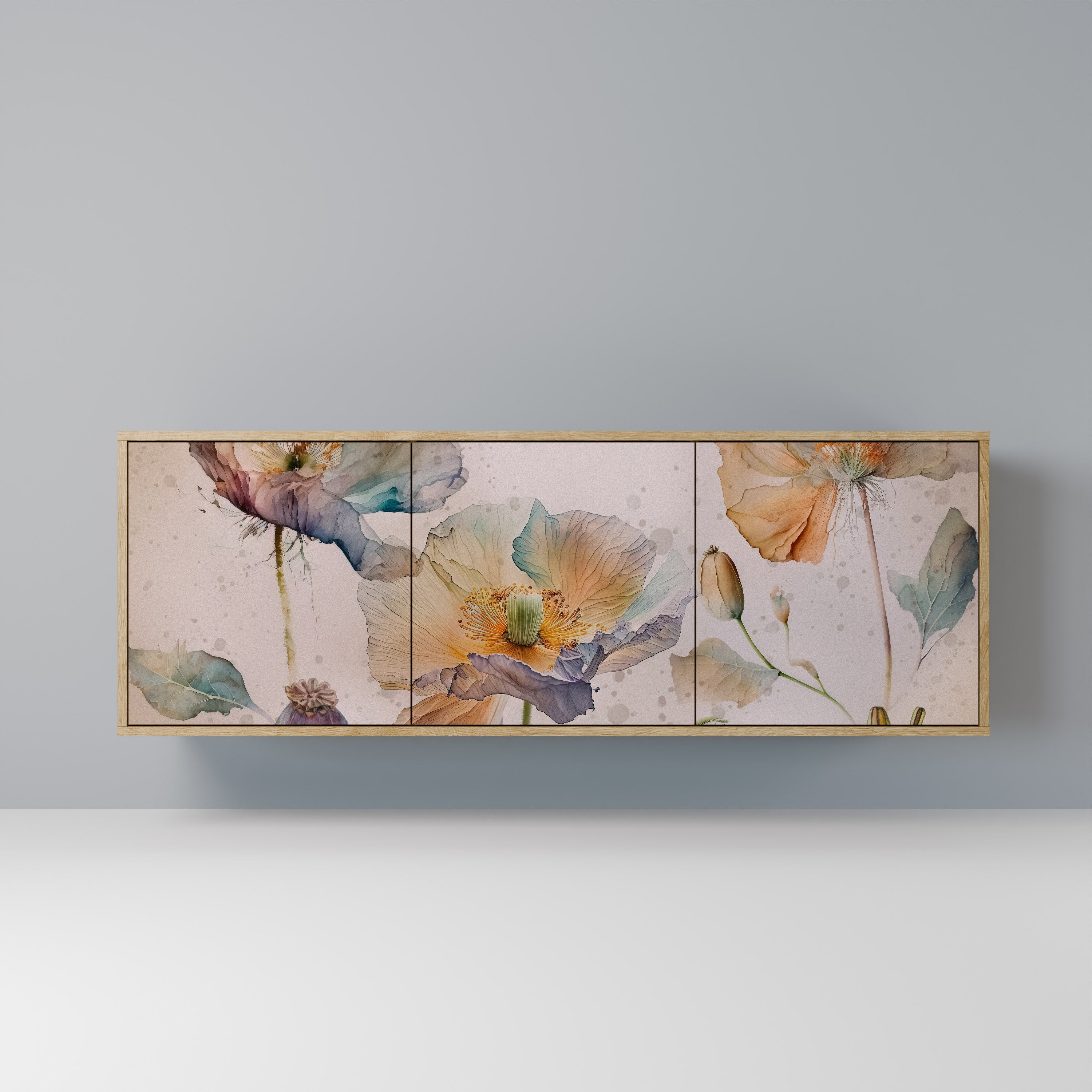 SOFTEN POPPY 3-Door Sideboard in Oak Effect