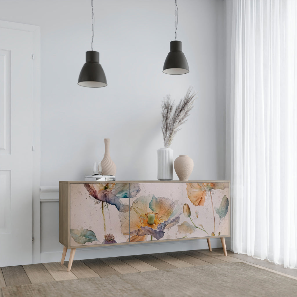 SOFTEN POPPY 3-Door Sideboard in Oak Effect