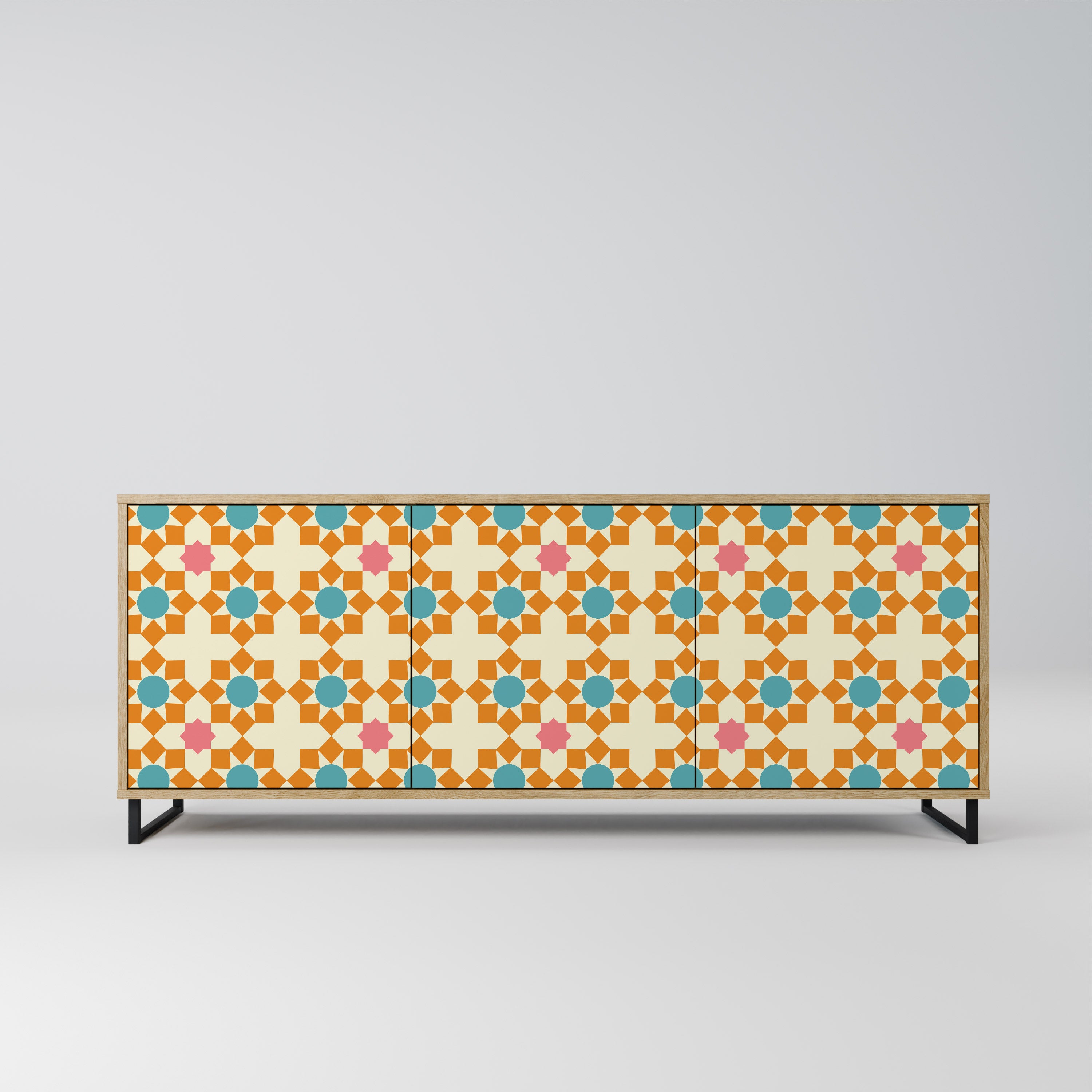 FLORAL DECOR 3-Door Sideboard in Oak Effect