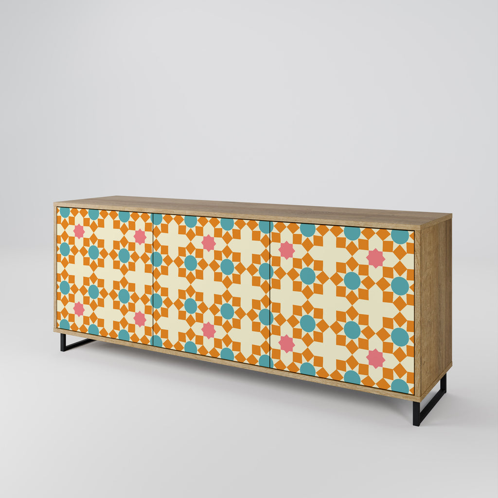 FLORAL DECOR 3-Door Sideboard in Oak Effect
