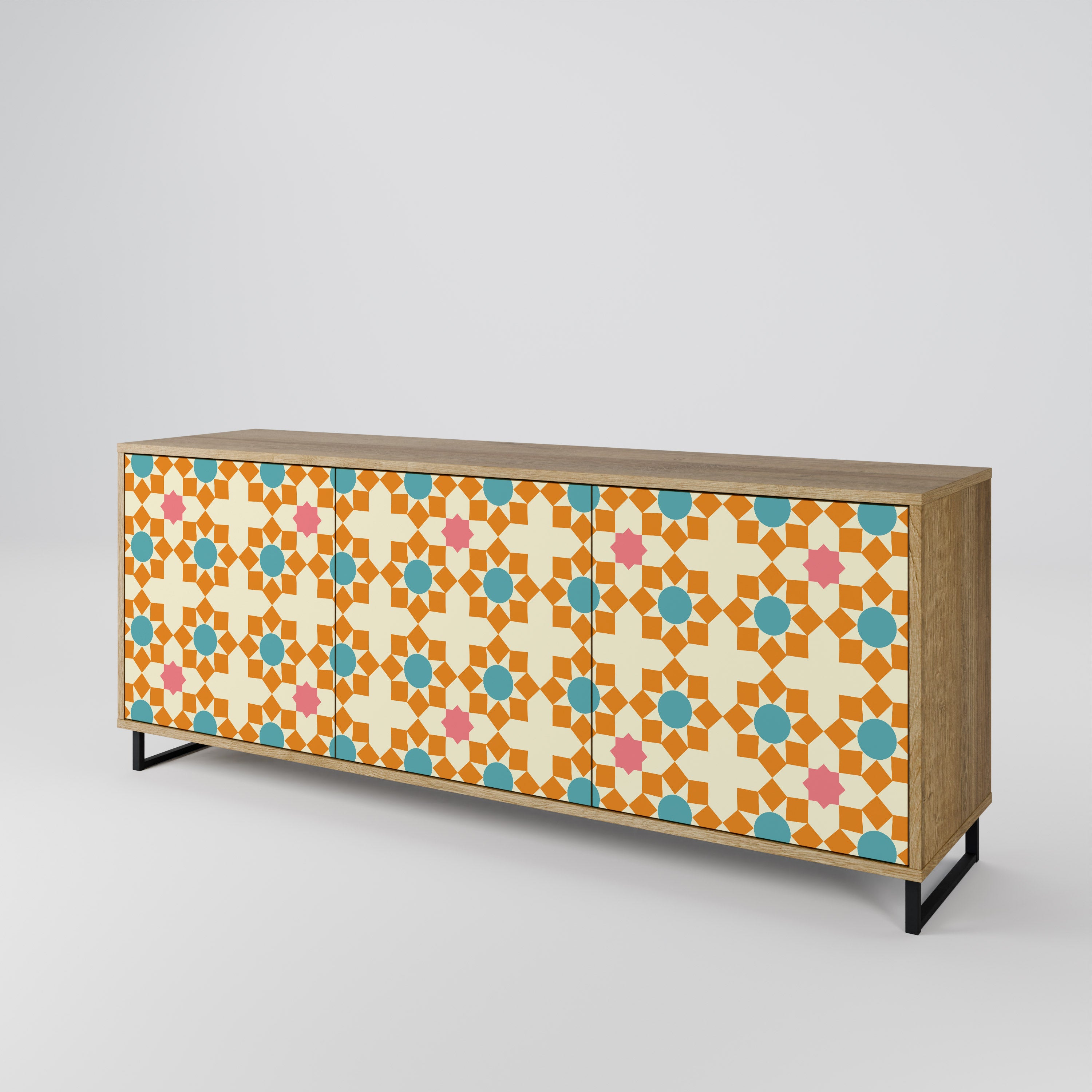 FLORAL DECOR 3-Door Sideboard in Oak Effect
