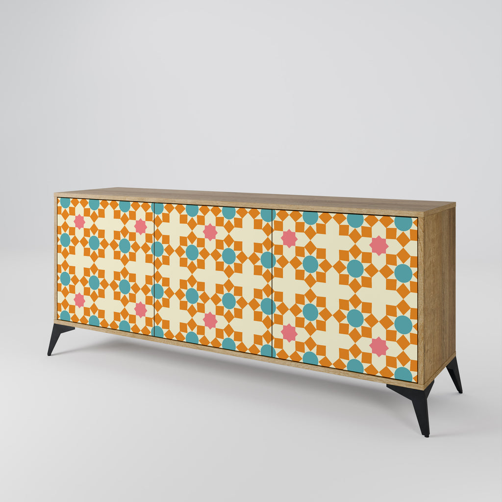 FLORAL DECOR 3-Door Sideboard in Oak Effect
