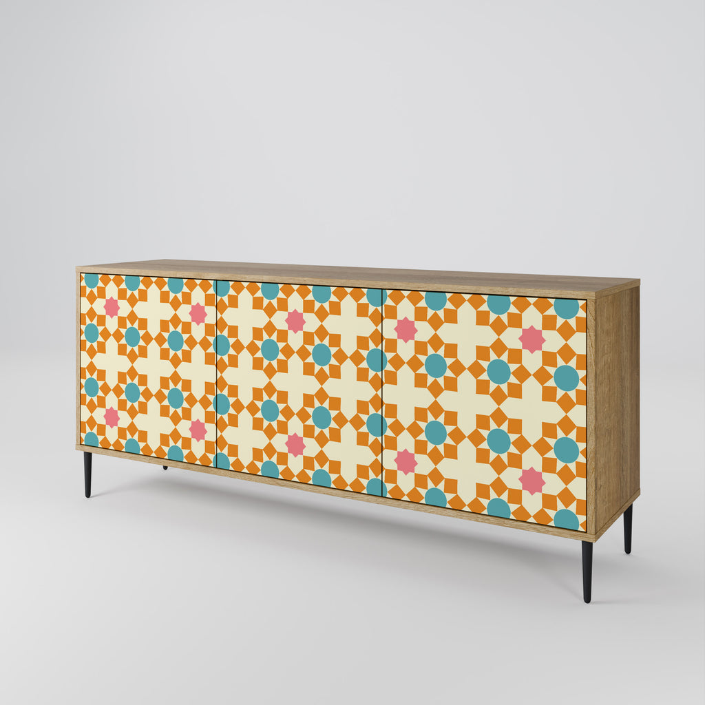 FLORAL DECOR 3-Door Sideboard in Oak Effect