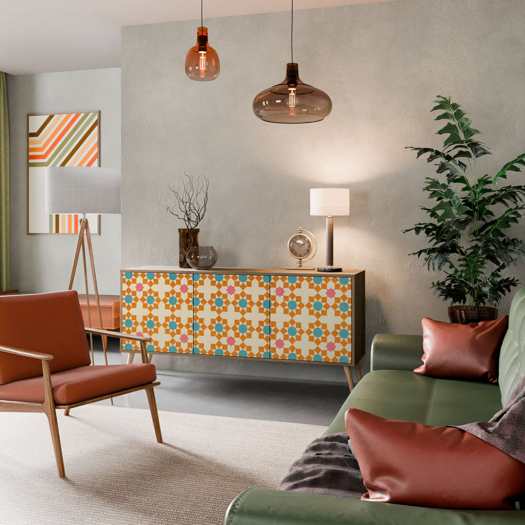 FLORAL DECOR 3-Door Sideboard in Oak Effect