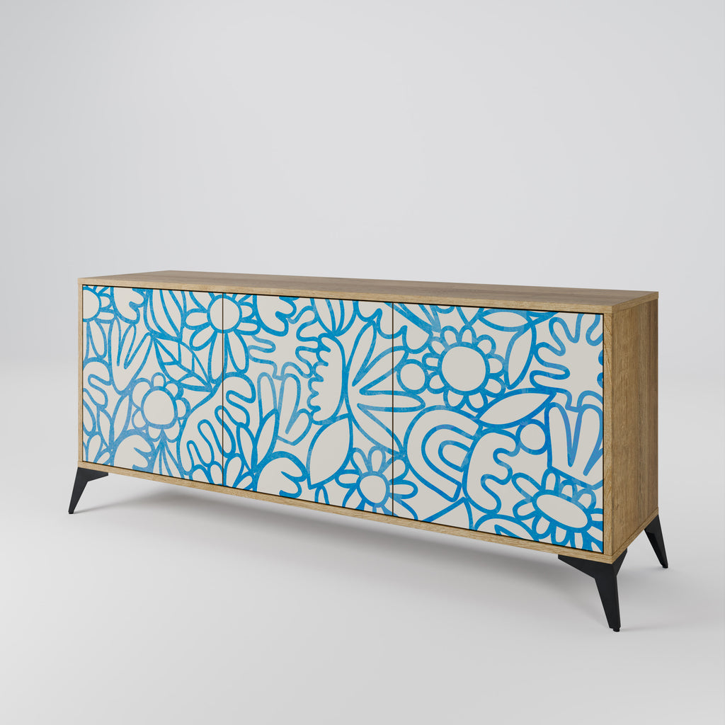 BLOOMY MORNING 3-Door Sideboard in Oak Effect