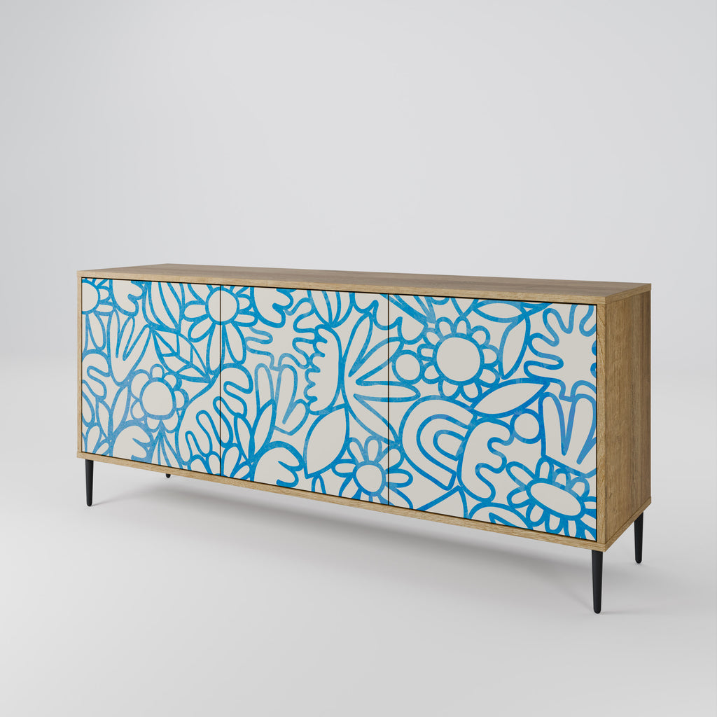 BLOOMY MORNING 3-Door Sideboard in Oak Effect