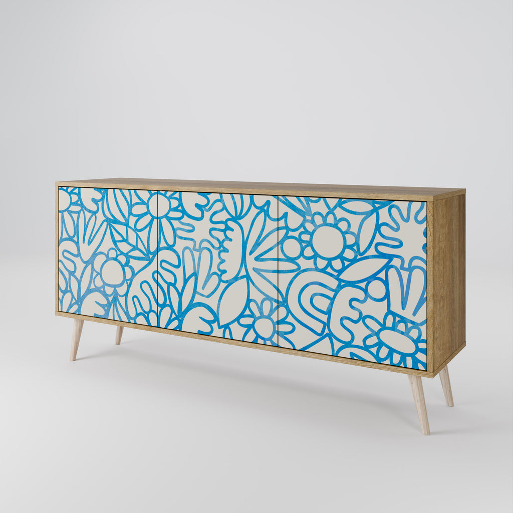 BLOOMY MORNING 3-Door Sideboard in Oak Effect