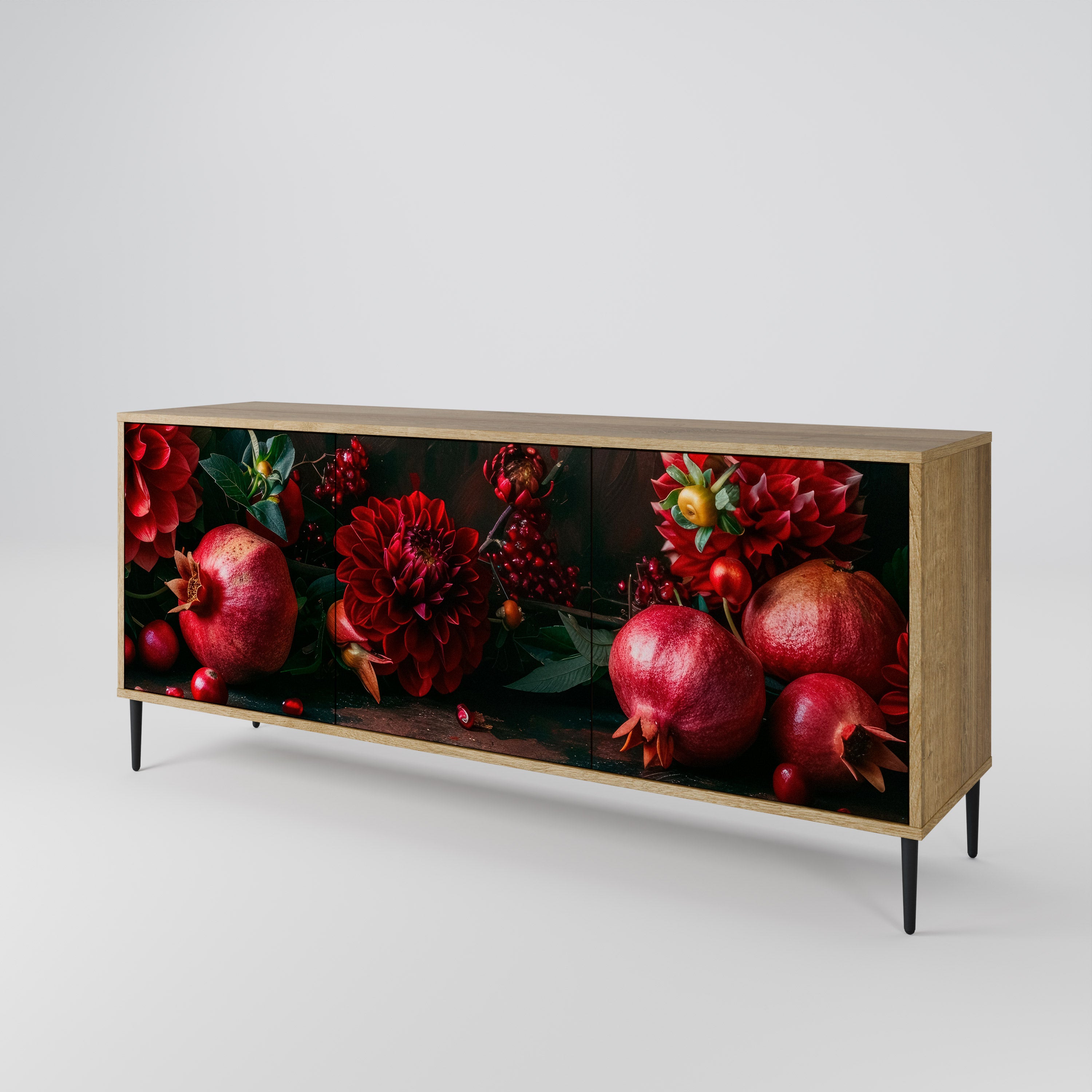 DAHLIAS AND POMEGRANATES 3-Door Sideboard