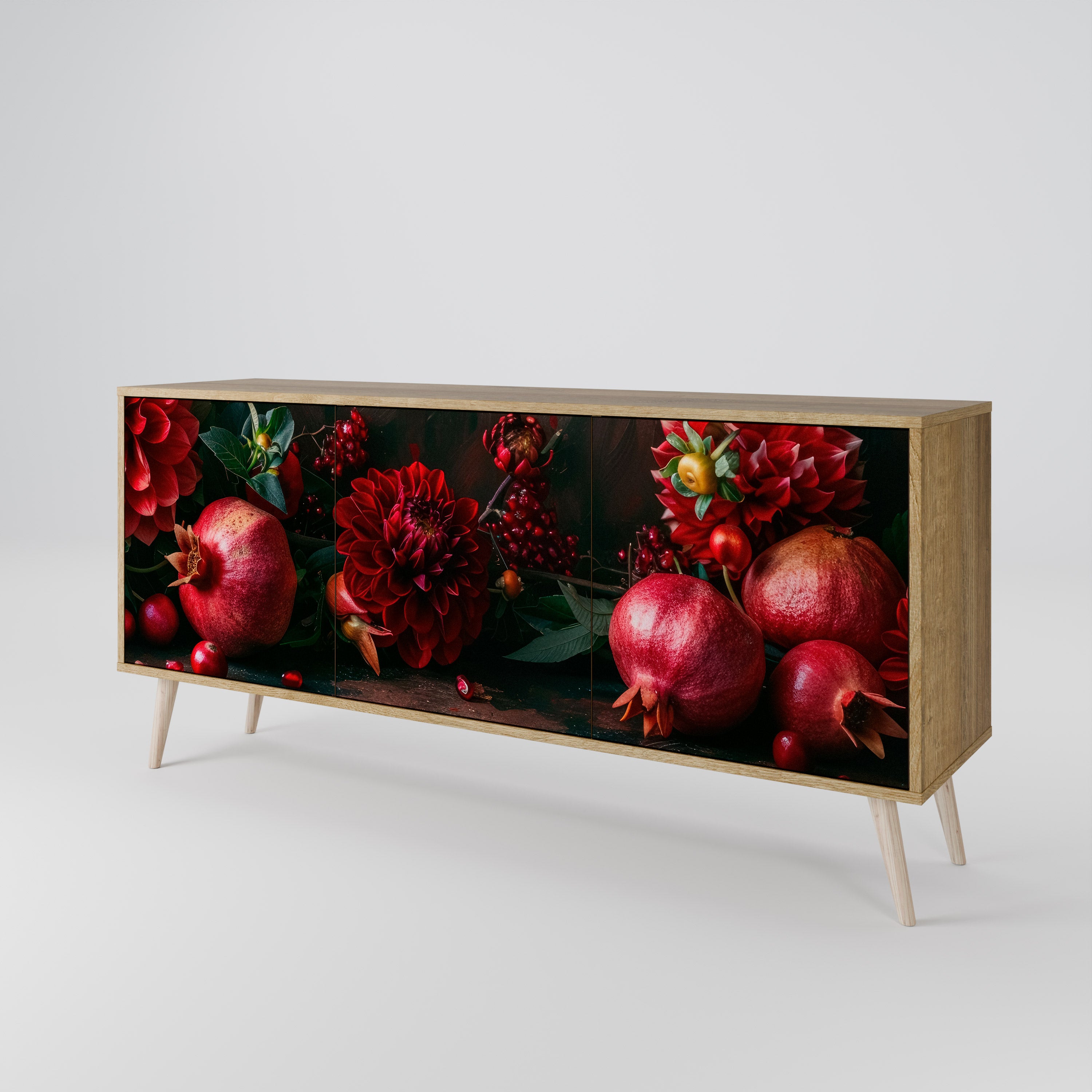 DAHLIAS AND POMEGRANATES 3-Door Sideboard
