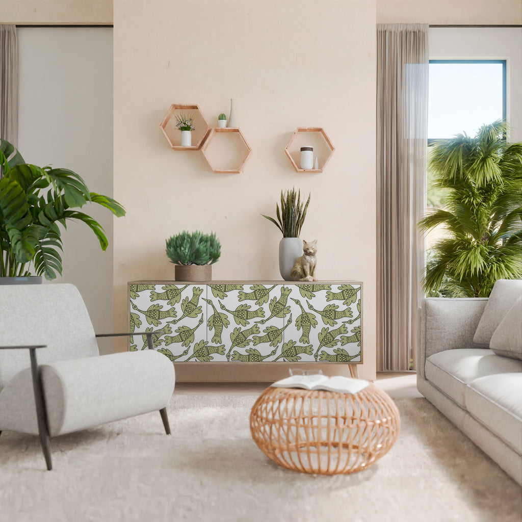 Aparador SEEDLING SONGBIRD de 3 puertas con efecto roble