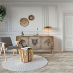 STEAMPUNK CLAN Aparador de 3 Puertas en Efecto Roble