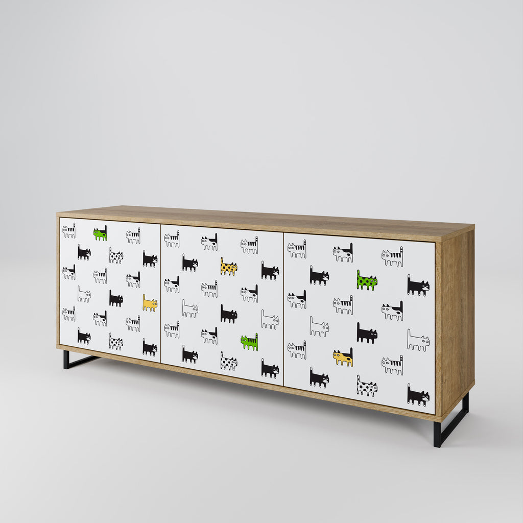 Aparador de 3 puertas CATS COMPILATION efecto roble