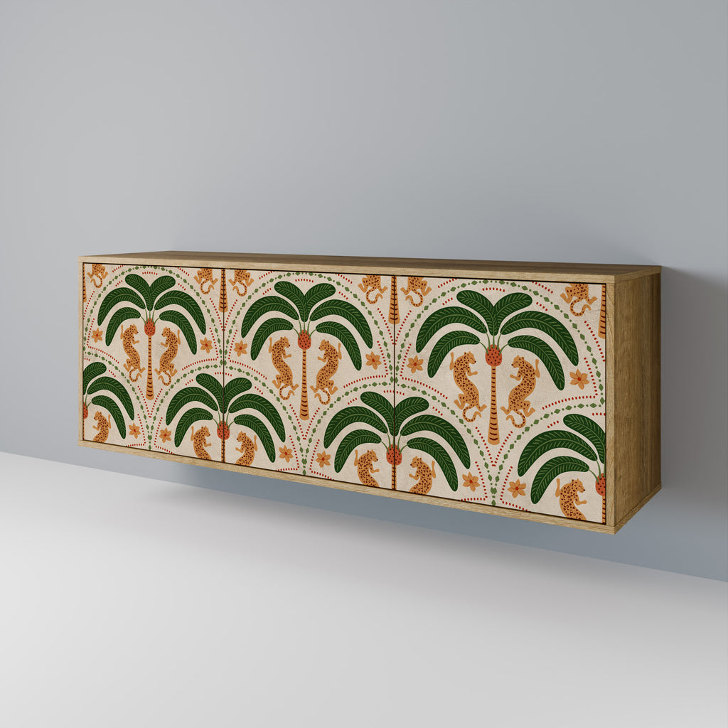 Aparador de 3 puertas DANCING PREDATORS en efecto roble