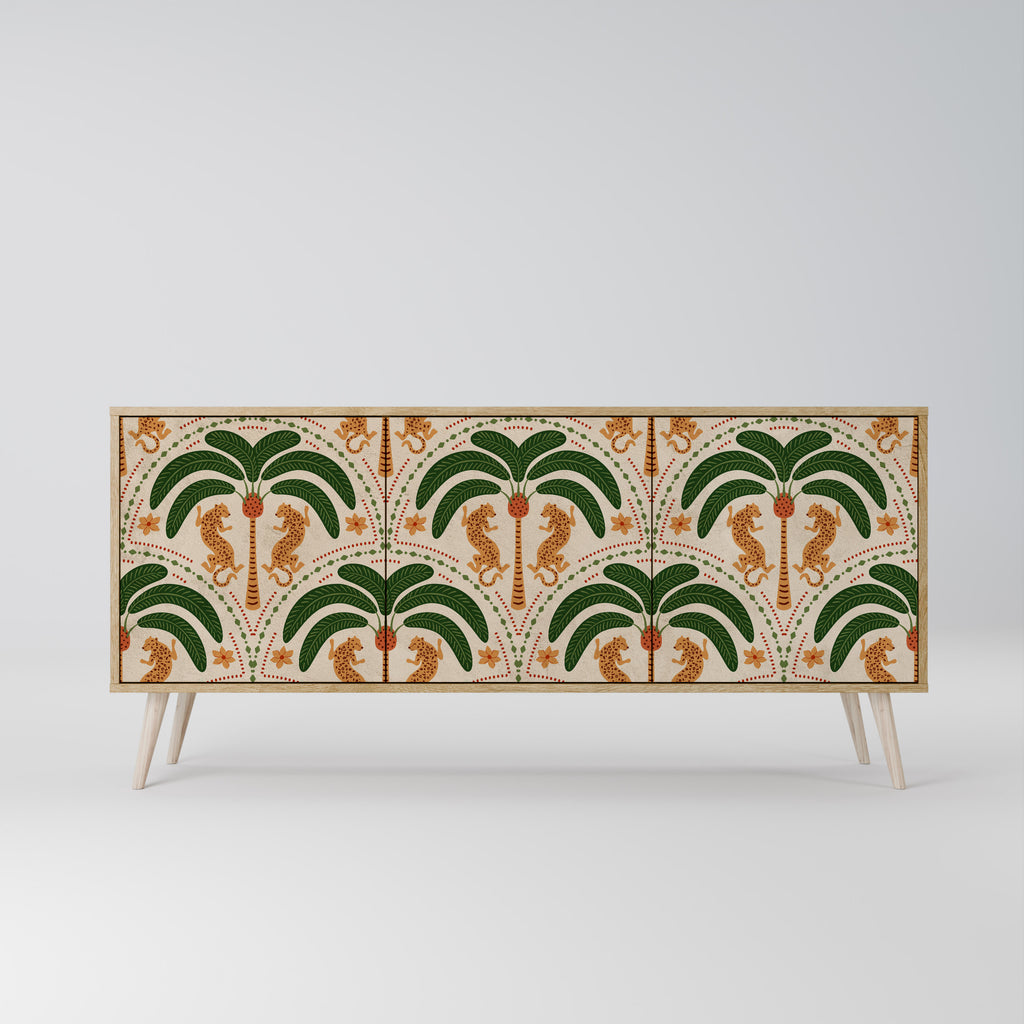 Aparador de 3 puertas DANCING PREDATORS en efecto roble