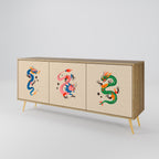 MYTHOLOGICAL CREATURES 3-Door Sideboard in Oak Effect