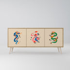 MYTHOLOGICAL CREATURES 3-Door Sideboard in Oak Effect