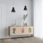 MYTHOLOGICAL CREATURES 3-Door Sideboard in Oak Effect