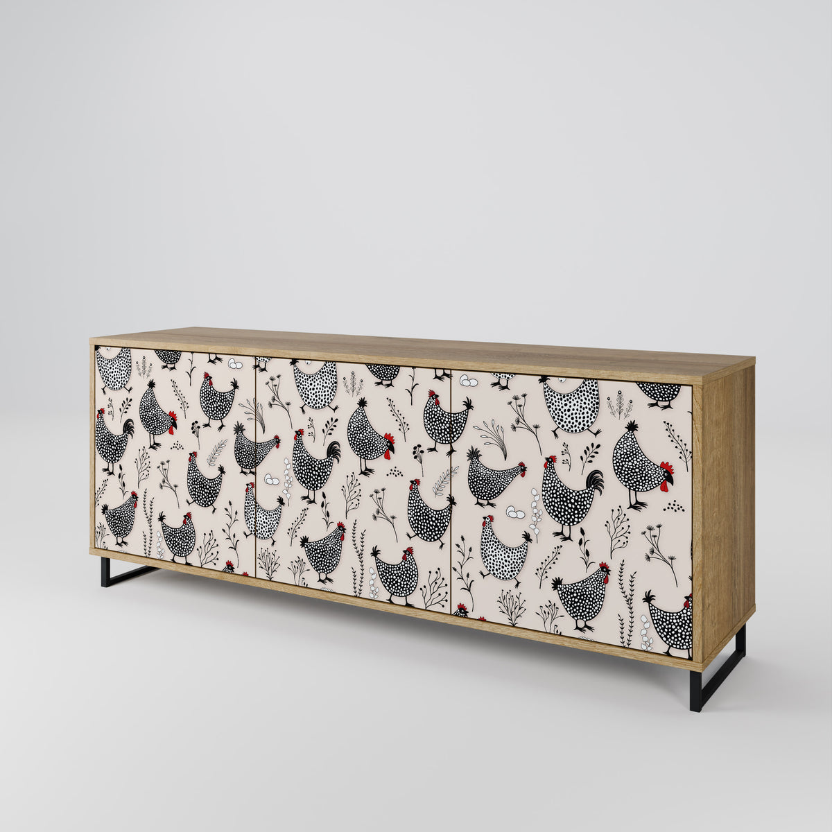 HAPPY HENS Aparador de 3 Puertas