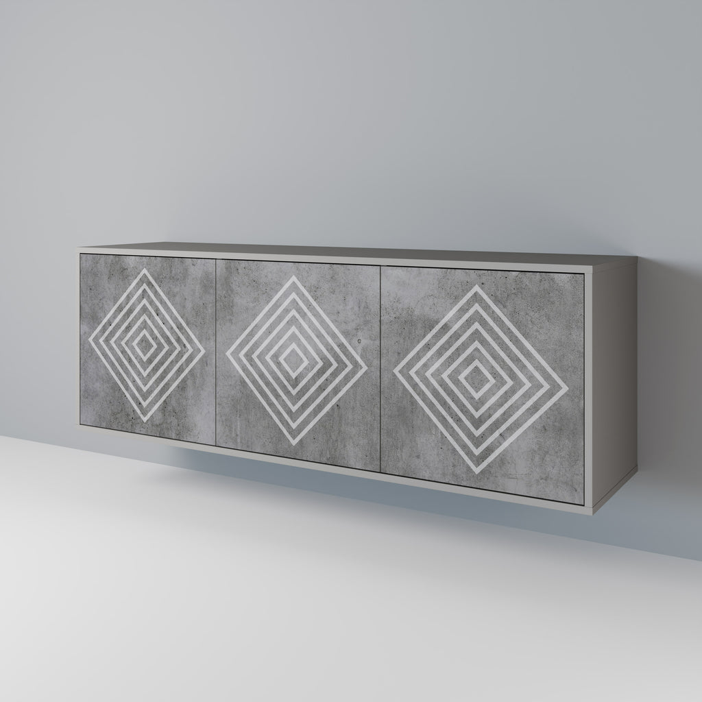Aparador de 3 puertas POLYGONAL ARTISTRY en acabado gris