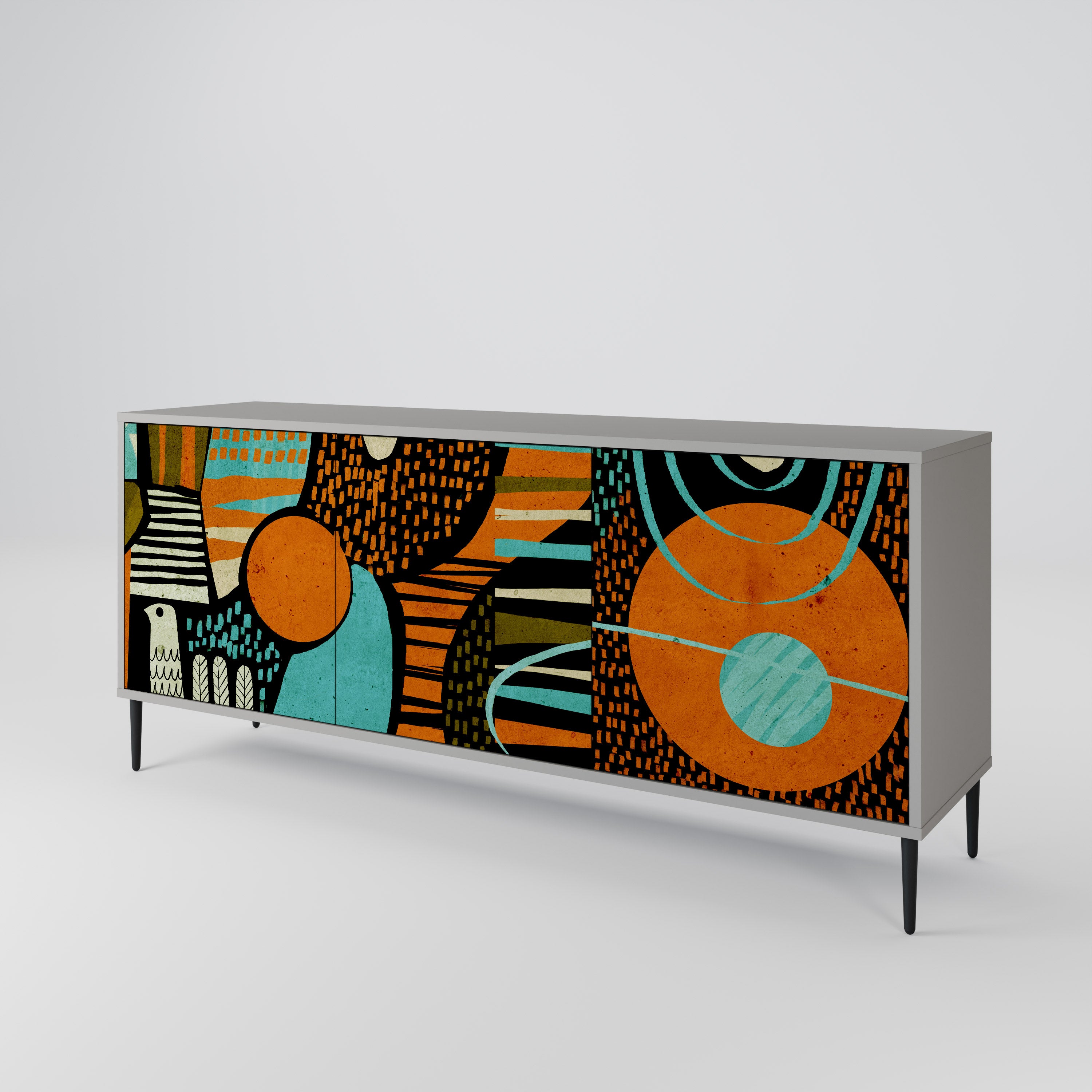 GEODE GLIMMER 3-Door Sideboard in Grey Finish
