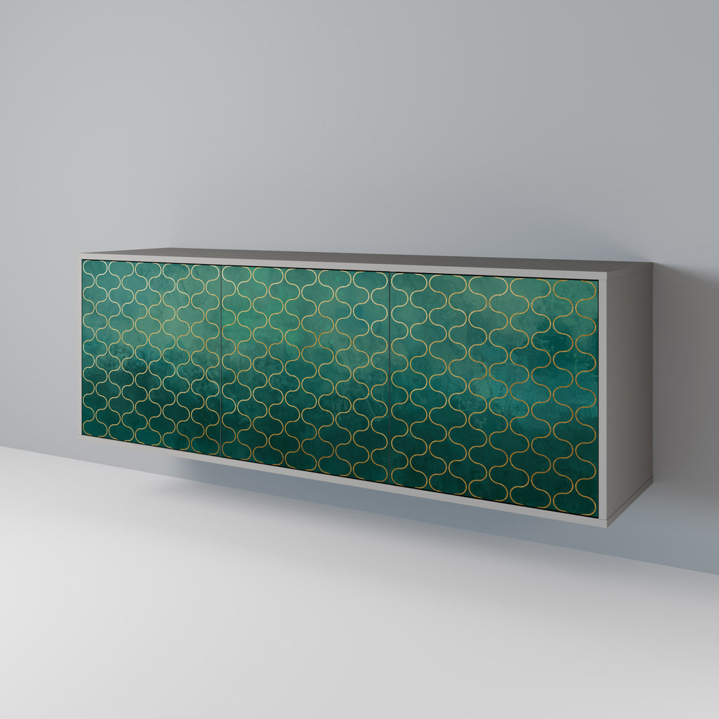 Aparador de 3 puertas TESSELATED GREENERY en acabado gris