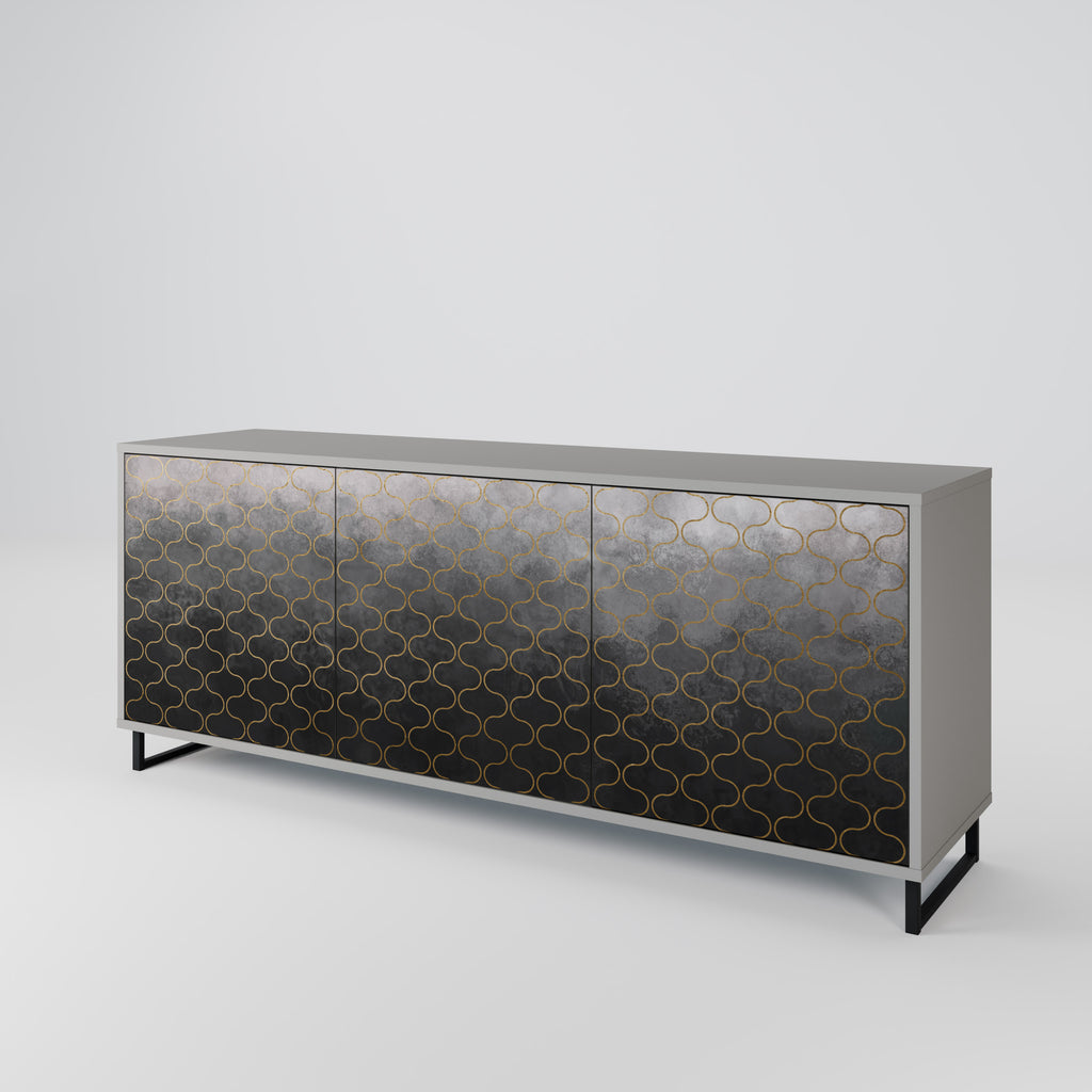 TESSELATED GRAYISH 3-Door Sideboard in Grey Finish