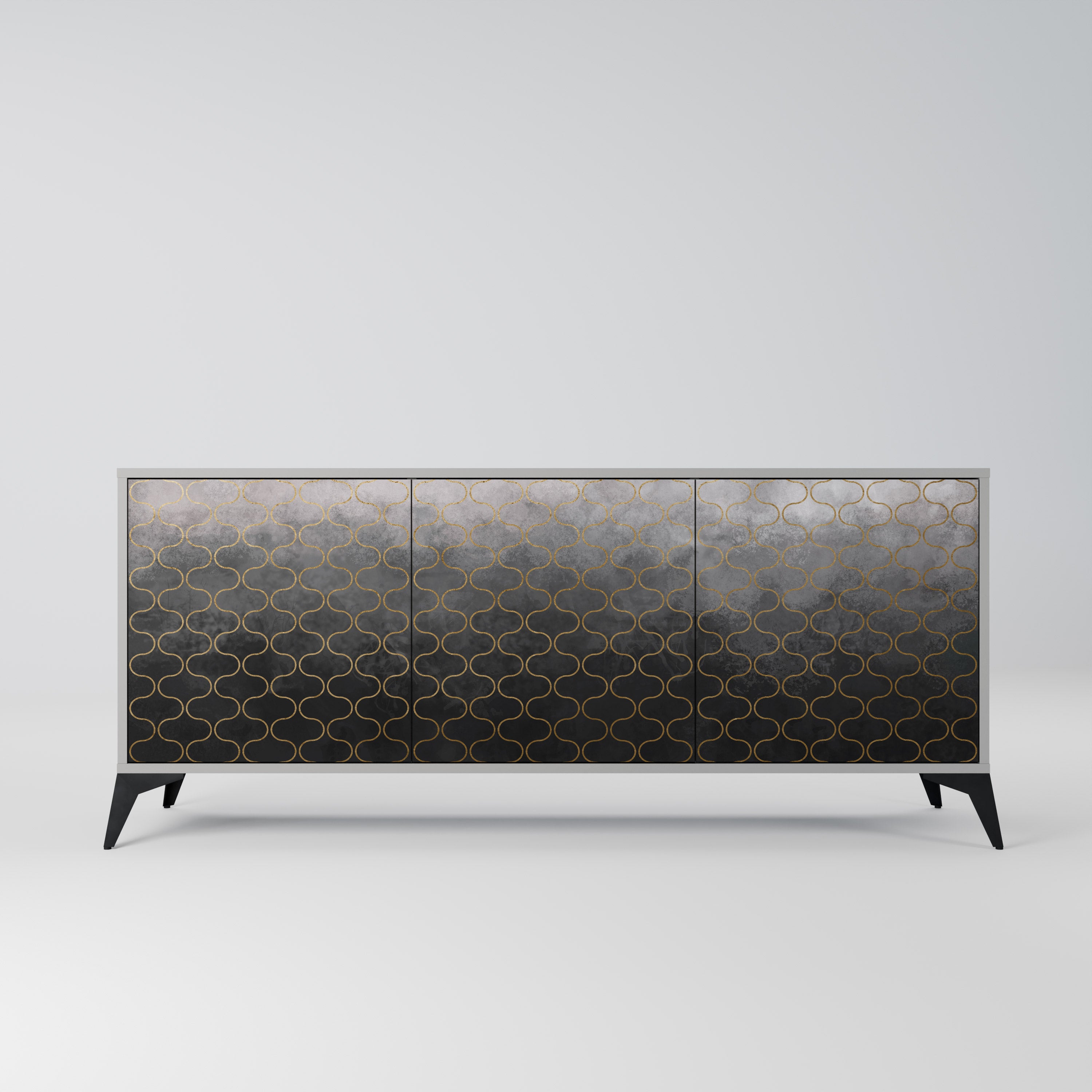 TESSELATED GRAYISH 3-Door Sideboard in Grey Finish