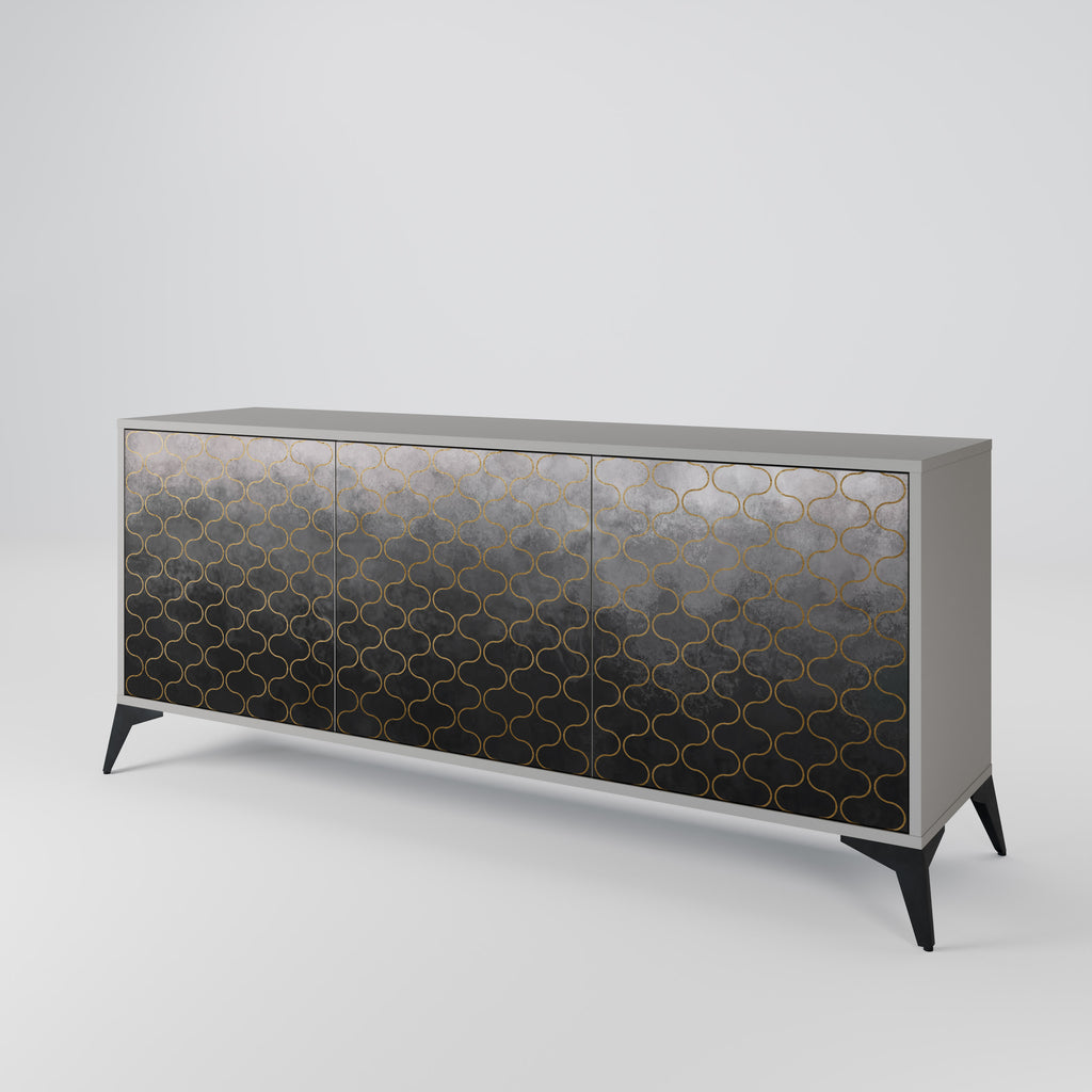 TESSELATED GRAYISH 3-Door Sideboard in Grey Finish