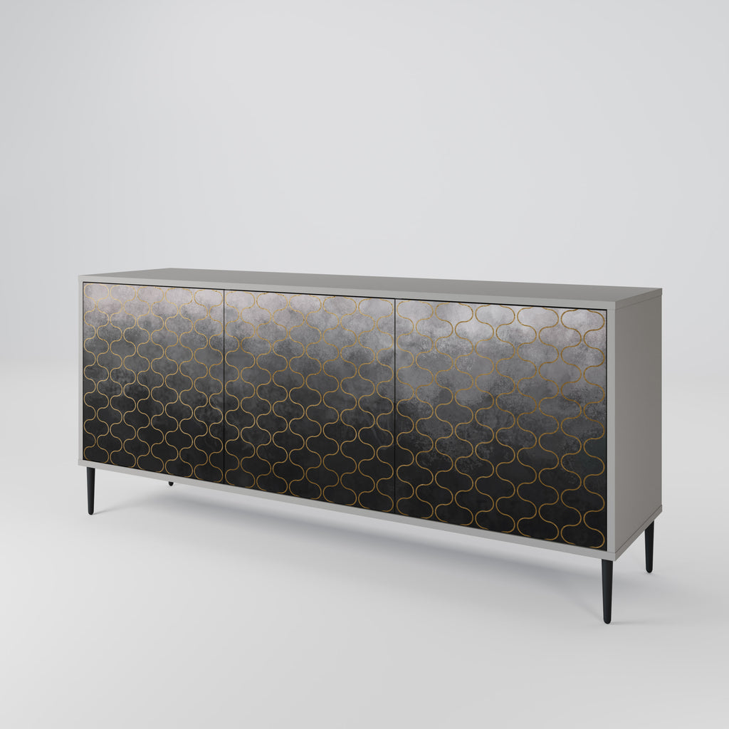 TESSELATED GRAYISH 3-Door Sideboard in Grey Finish