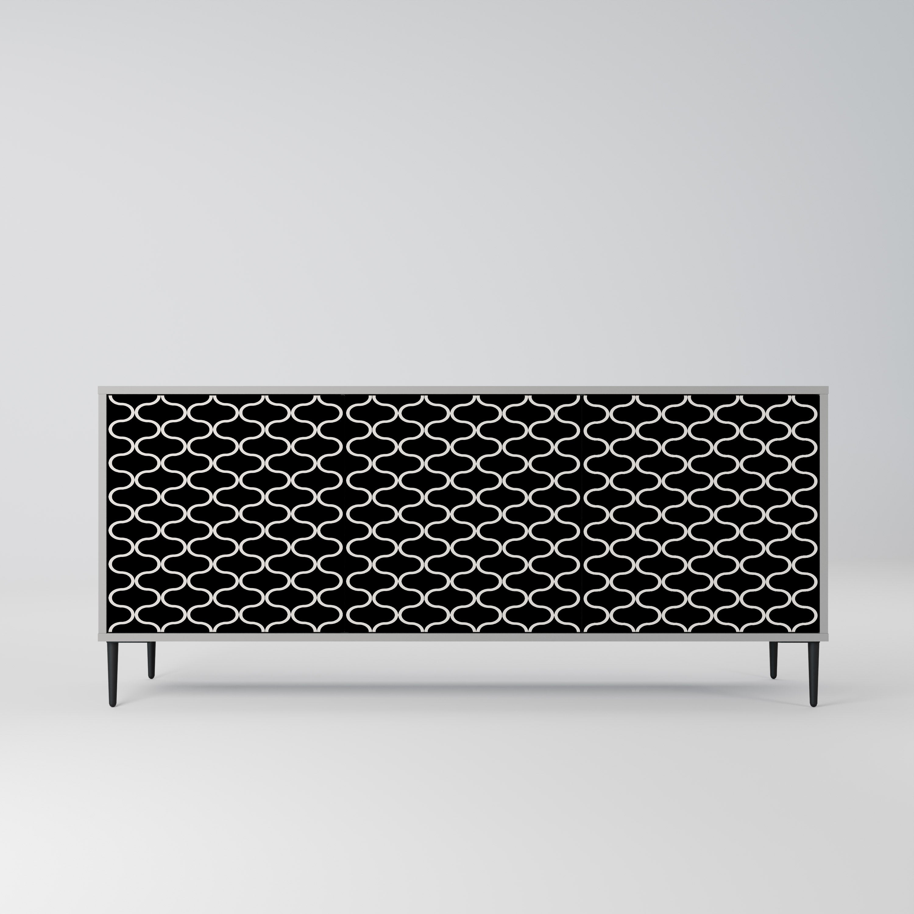 TESSELATED BLACKNESS 3-Door Sideboard in Grey Finish