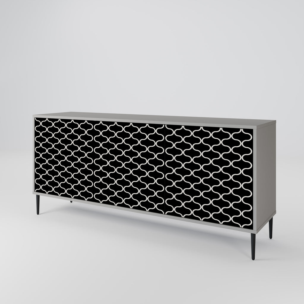 TESSELATED BLACKNESS 3-Door Sideboard in Grey Finish