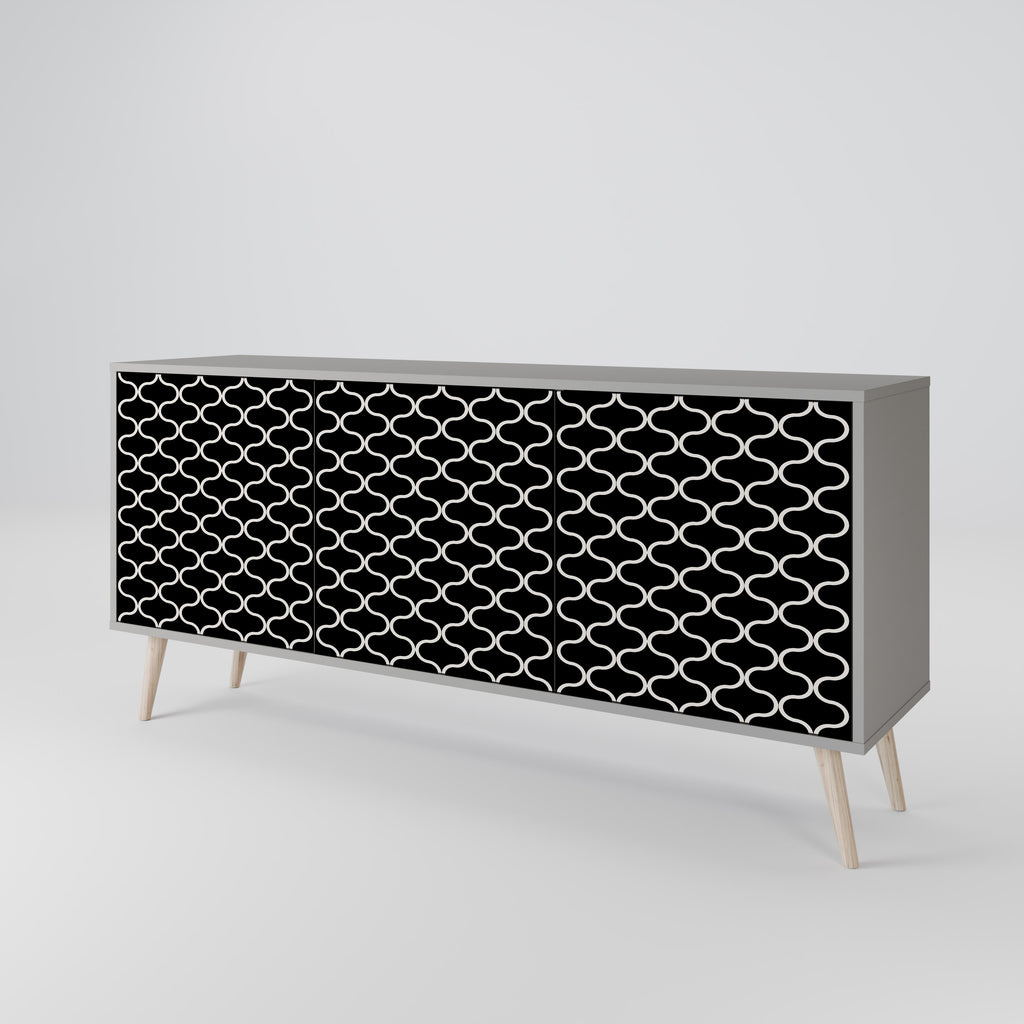 TESSELATED BLACKNESS 3-Door Sideboard in Grey Finish