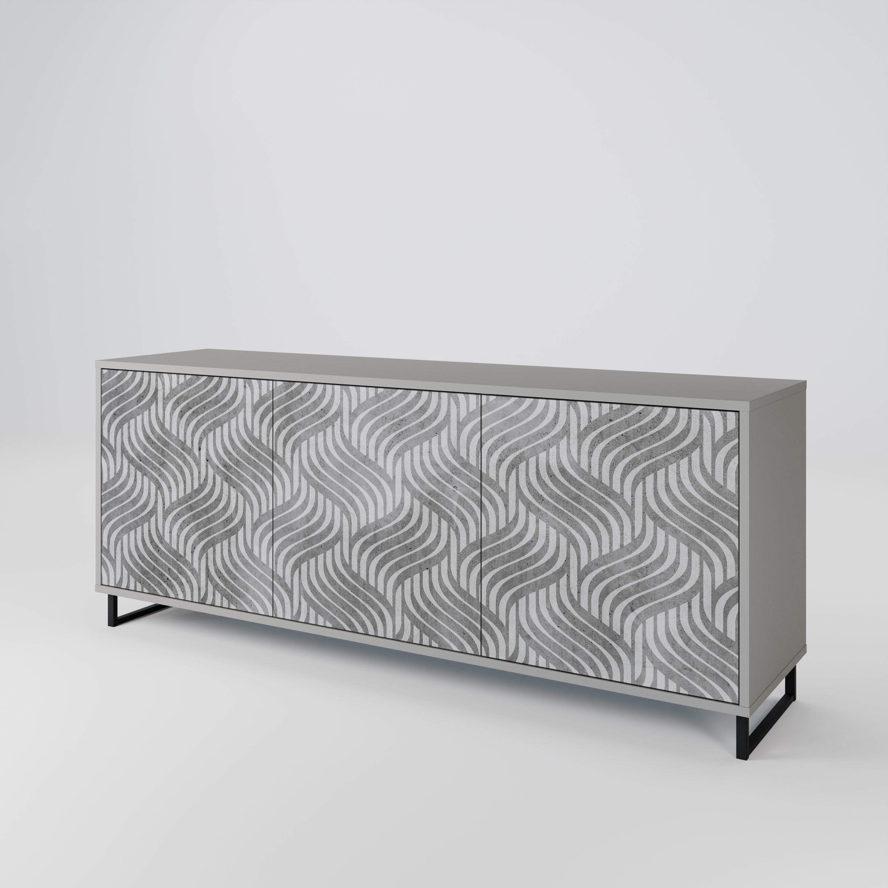 CONCRETE MOVEMENT 3-Door Sideboard in Grey Finish