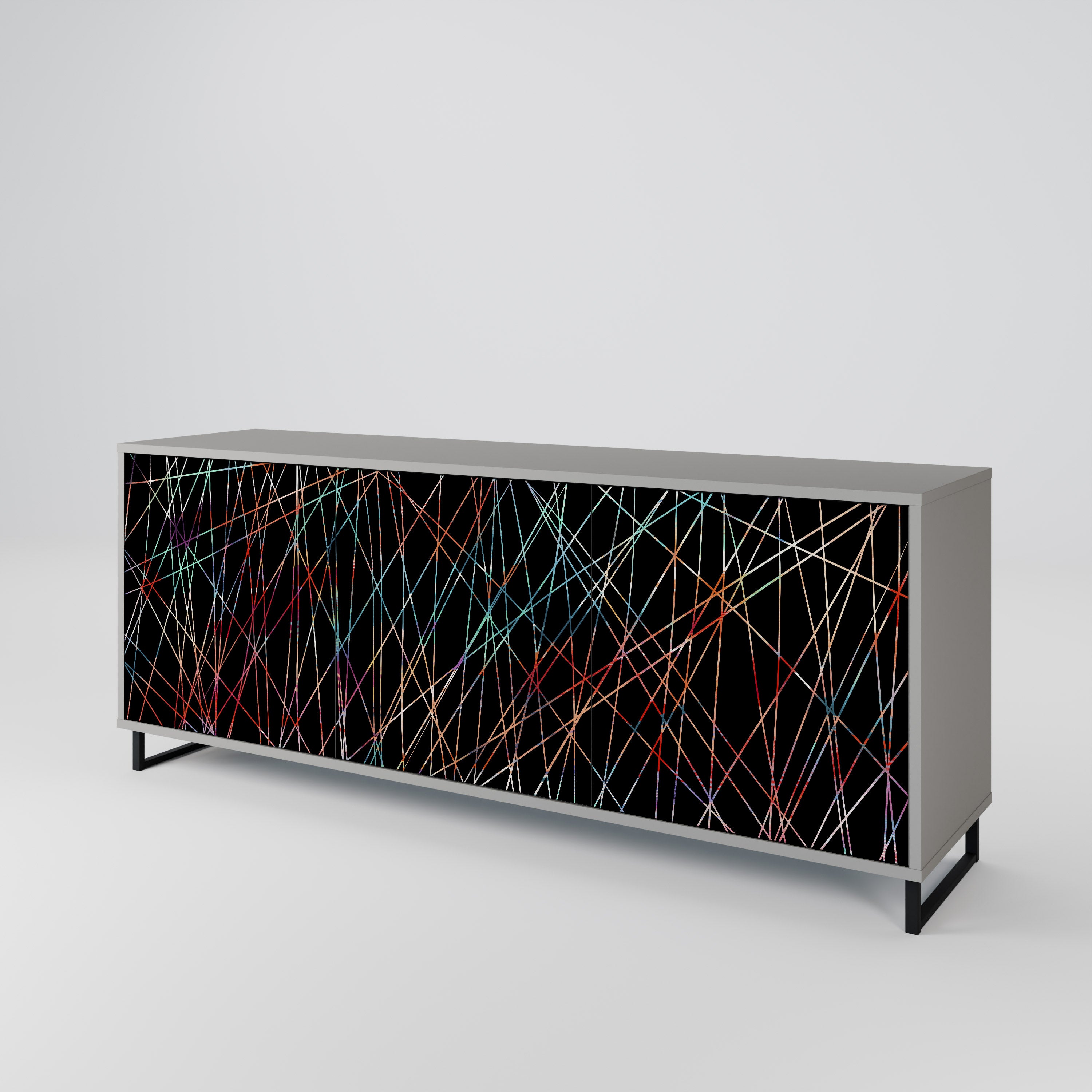 LUMINOUS SNARE 3-Door Sideboard in Grey Finish