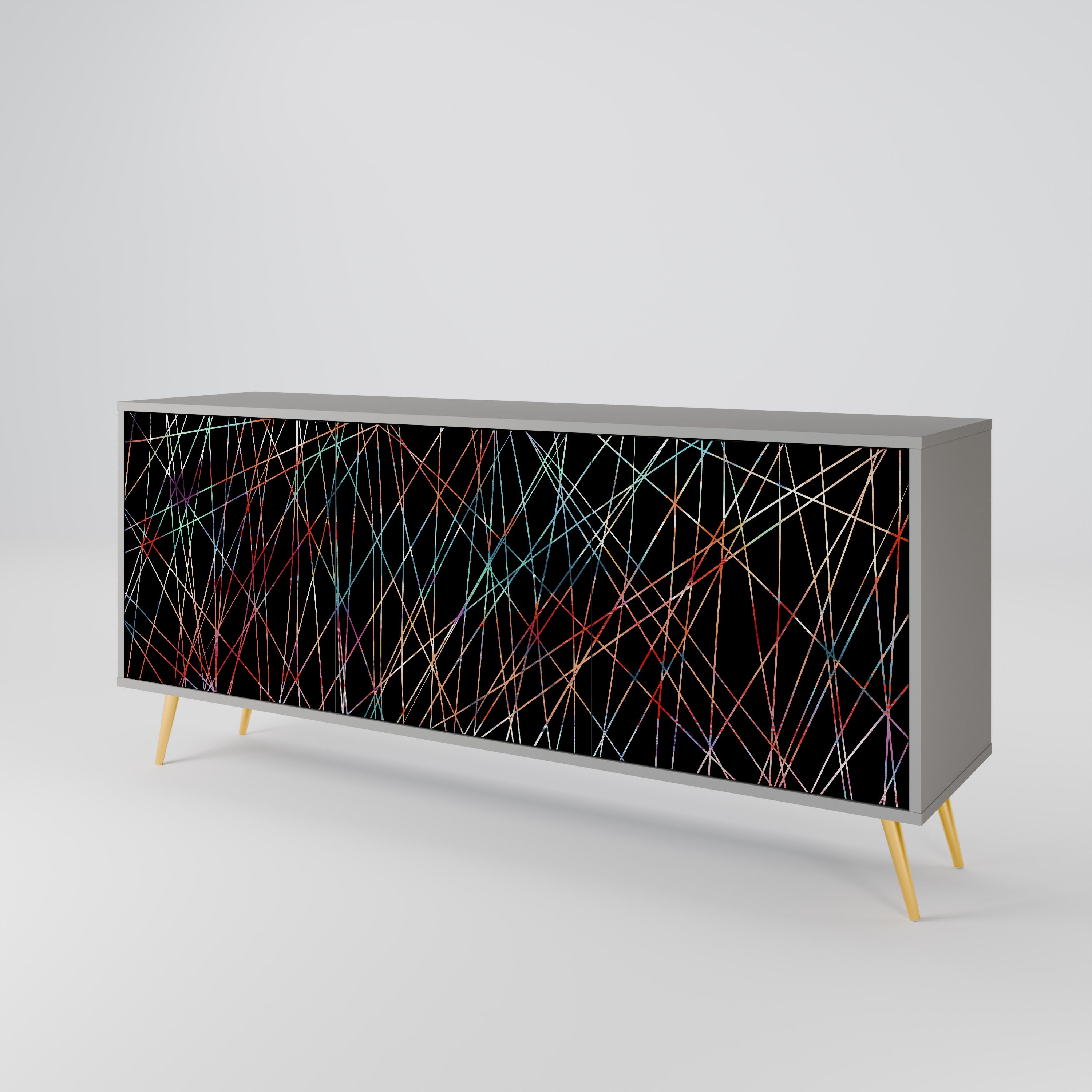 LUMINOUS SNARE 3-Door Sideboard in Grey Finish